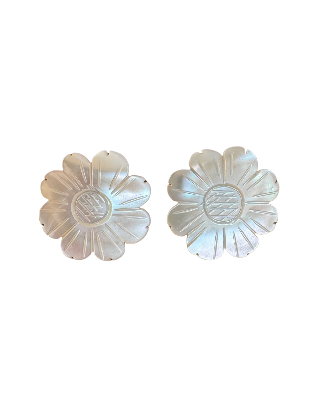 Floral Carved Shell Earrings