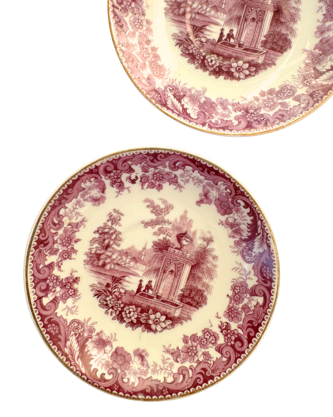 Purple Transferware Saucers