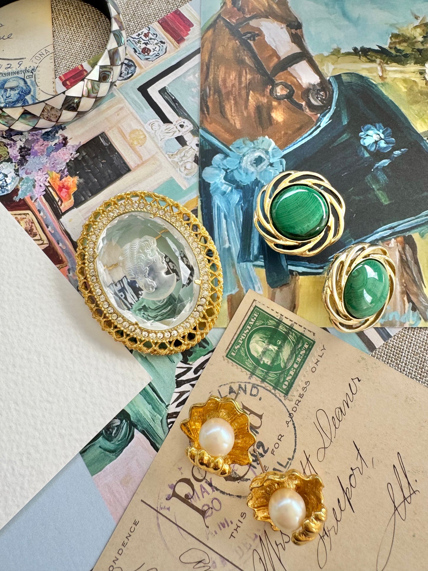 Clear Cameo Brooch