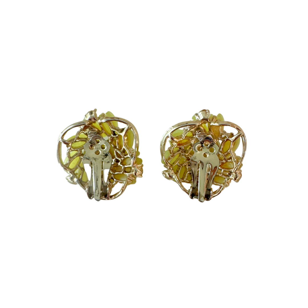 Beaded Chartreuse Clip Ons