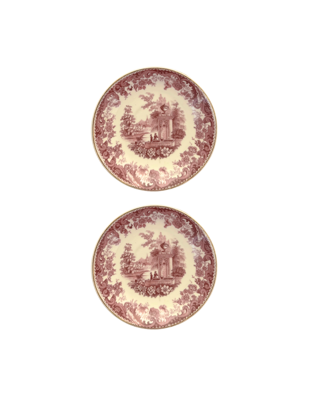 Purple Transferware Saucers