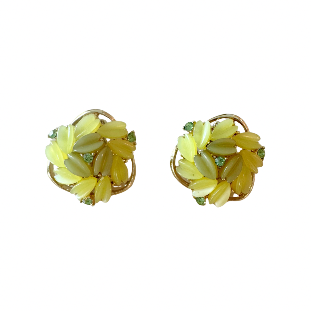 Beaded Chartreuse Clip Ons