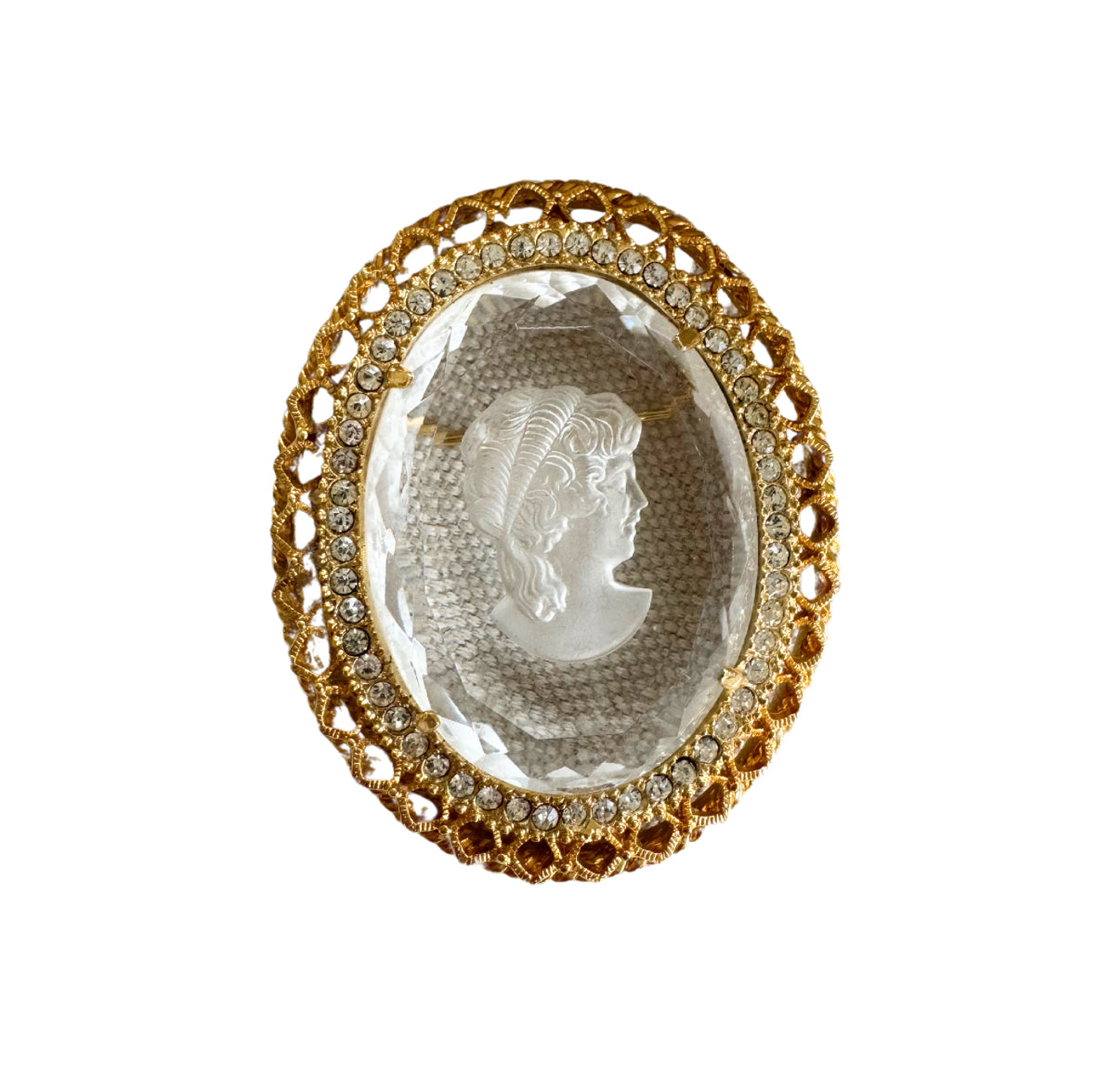 Clear Cameo Brooch
