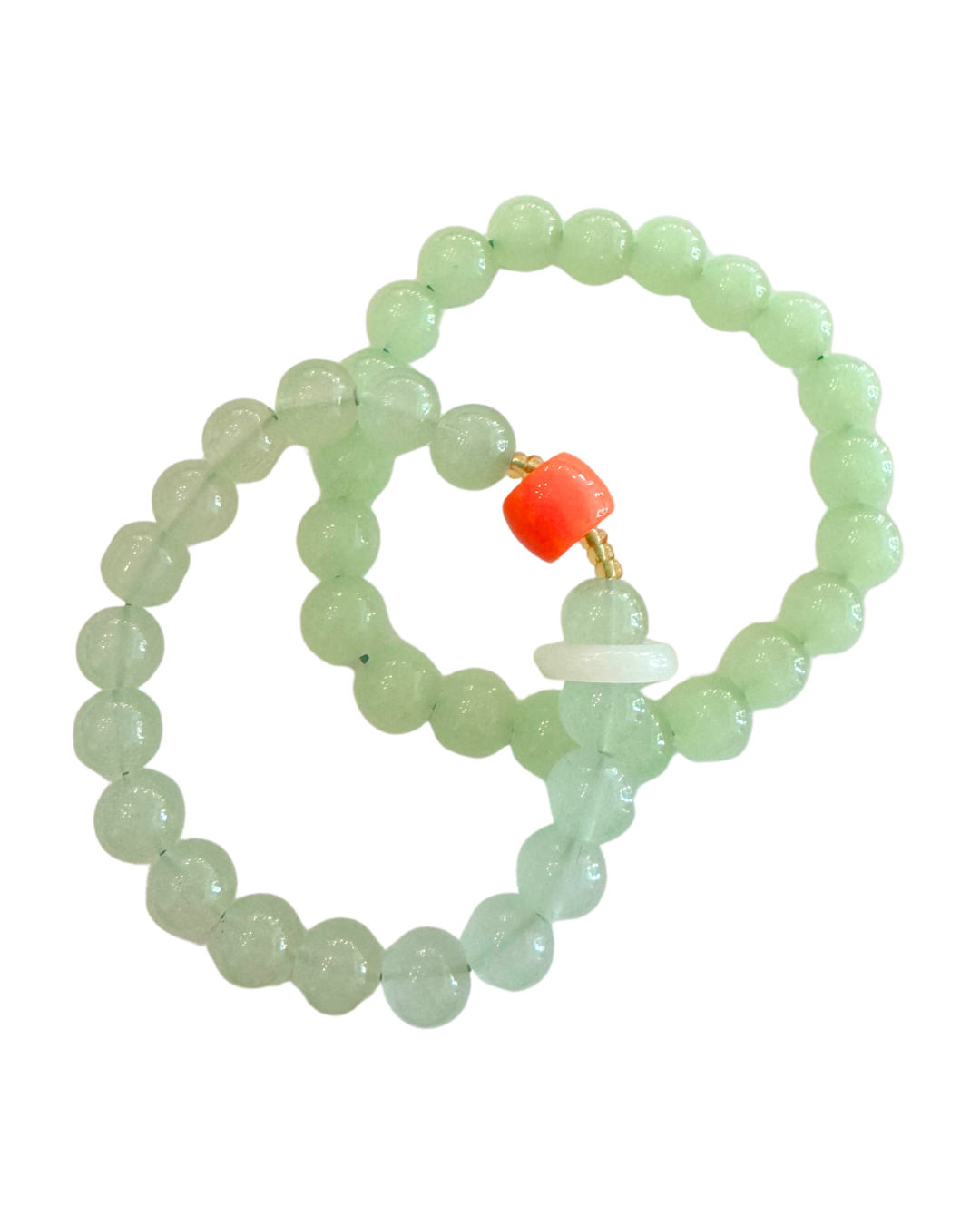 Vintage Jade Tone Stone Stretch Bracelets
