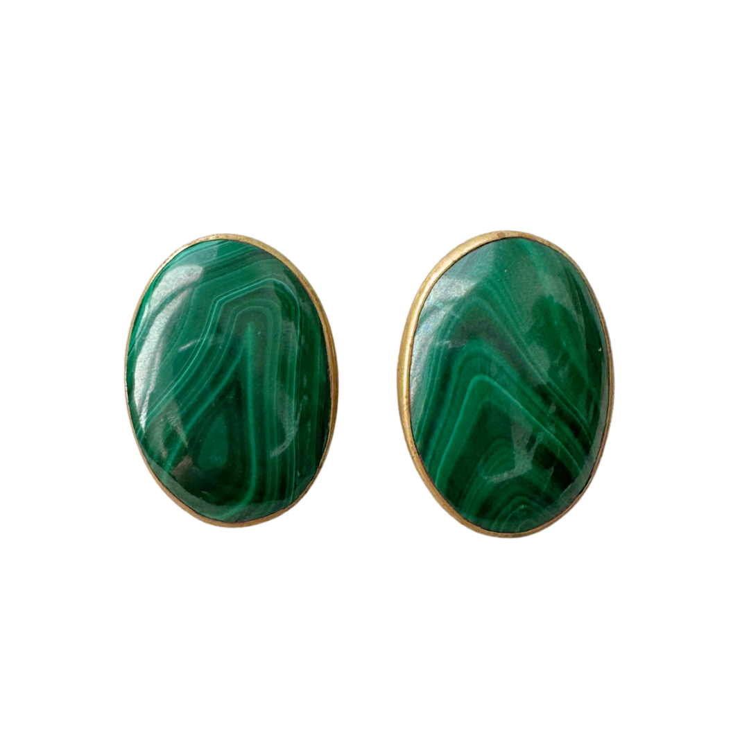 Clip On Faux Malachite Earrings