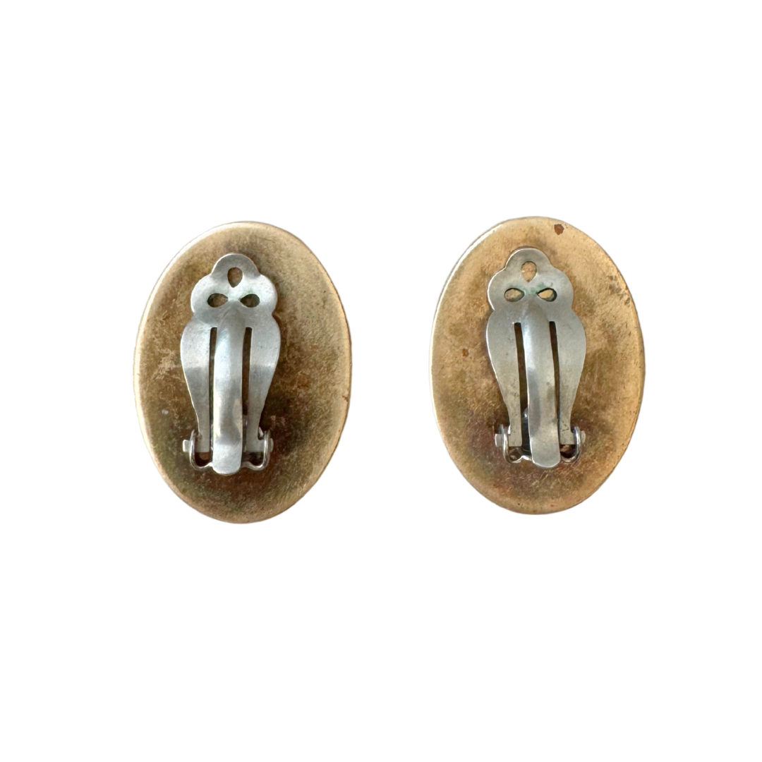 Clip On Faux Malachite Earrings