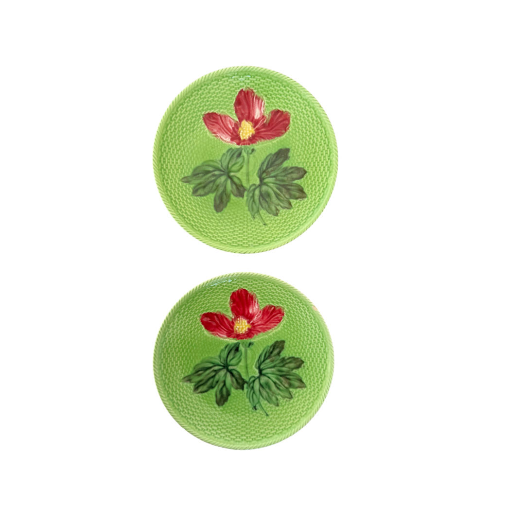Floral Majolica Plate PAIR