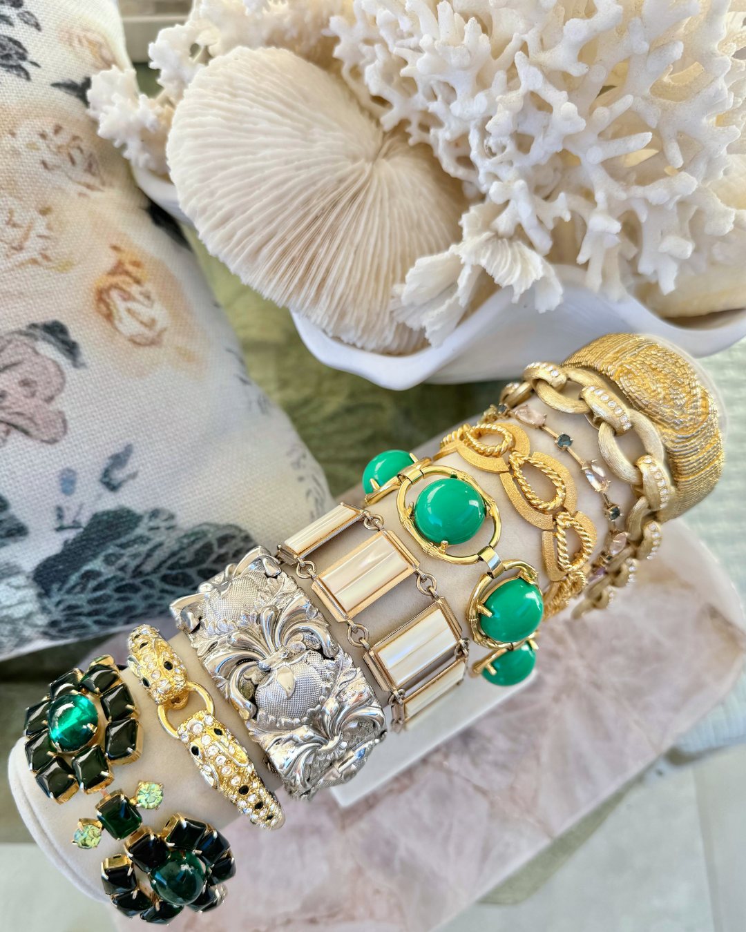Green Cabochon Bracelet