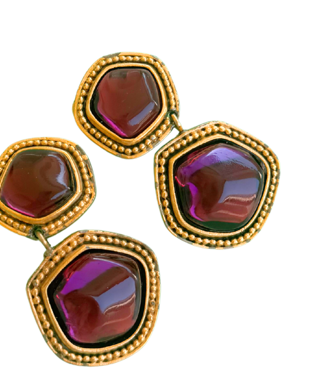 YSL Purple Cabochon Earrings