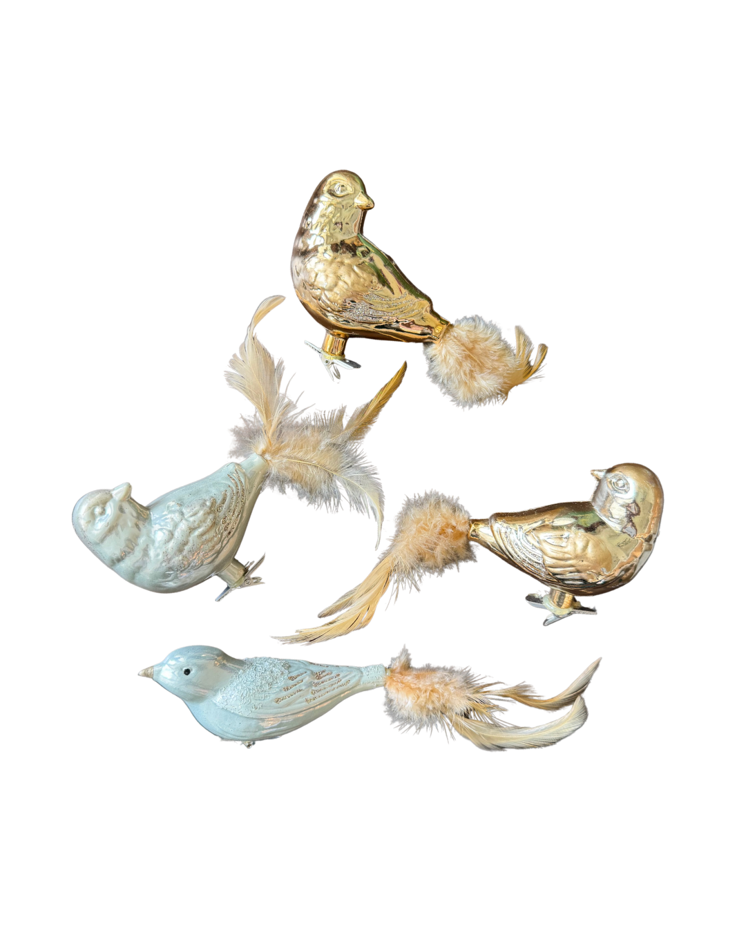 4pc Glass Bird Clips