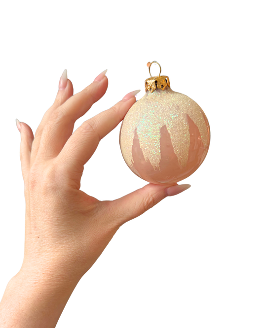 4pc Pink Snowy Cap Glass Ornaments