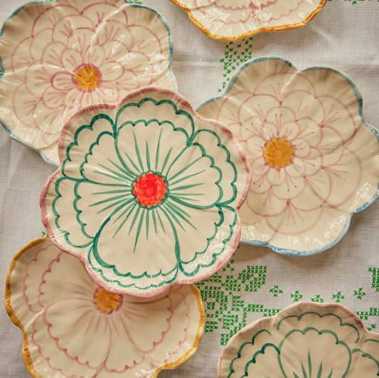 Hand painted Ceramic Flower Plate