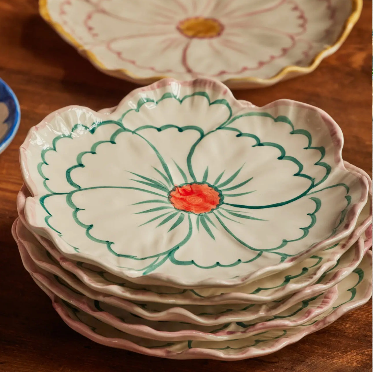 Hand painted Ceramic Flower Plate
