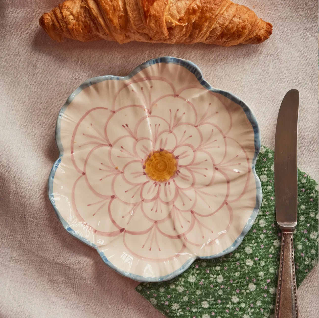 Hand painted Ceramic Flower Plate
