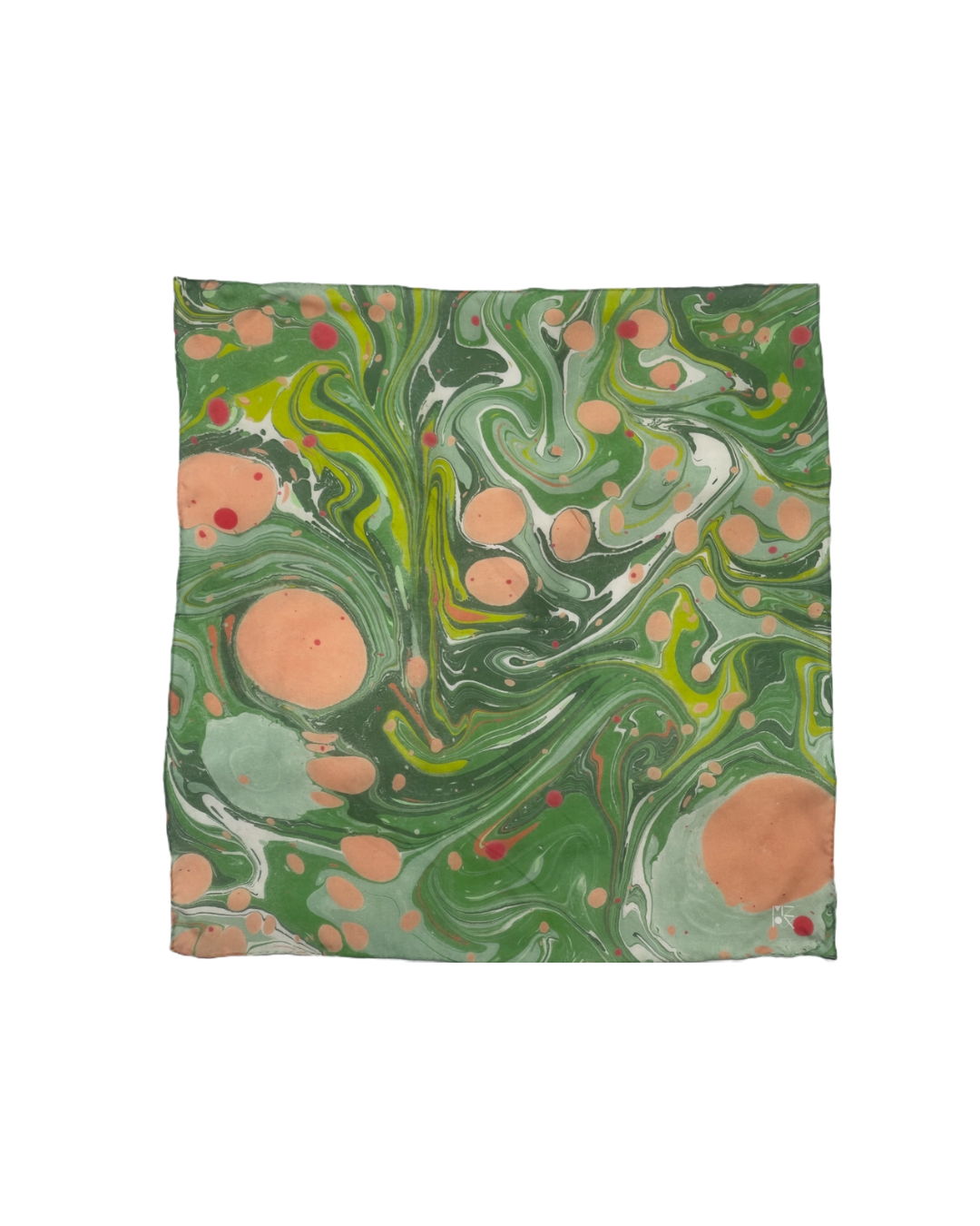 Green Marbled Silk Scarf