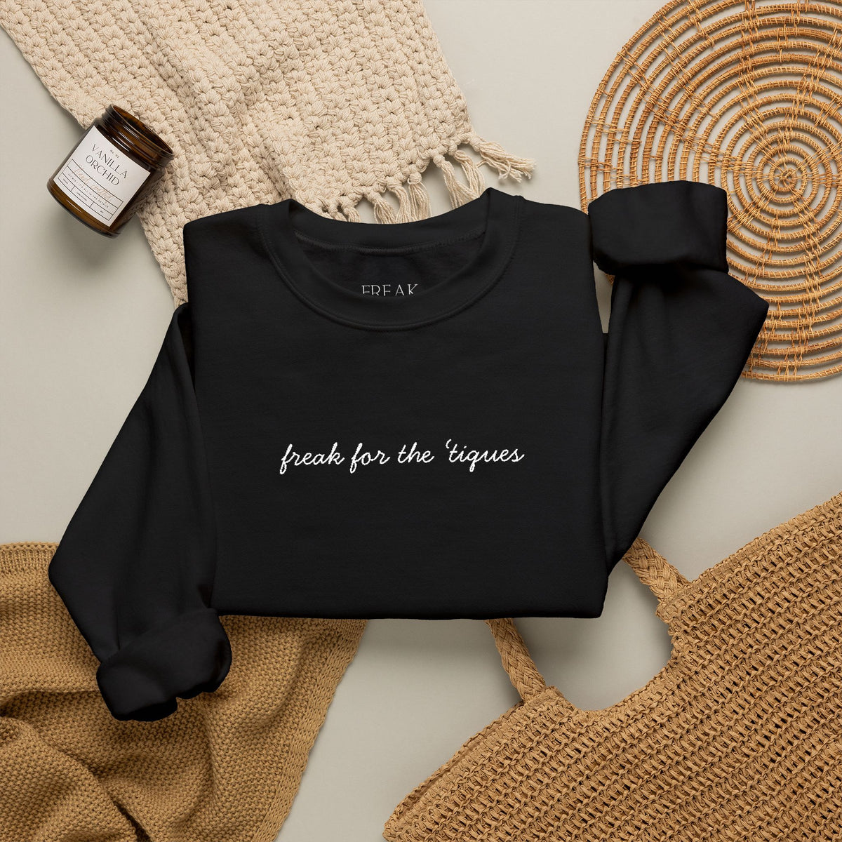 "Drinks for the Tigers" Black Crewneck Sweatshirt — Minimal Script College Fan Pullover