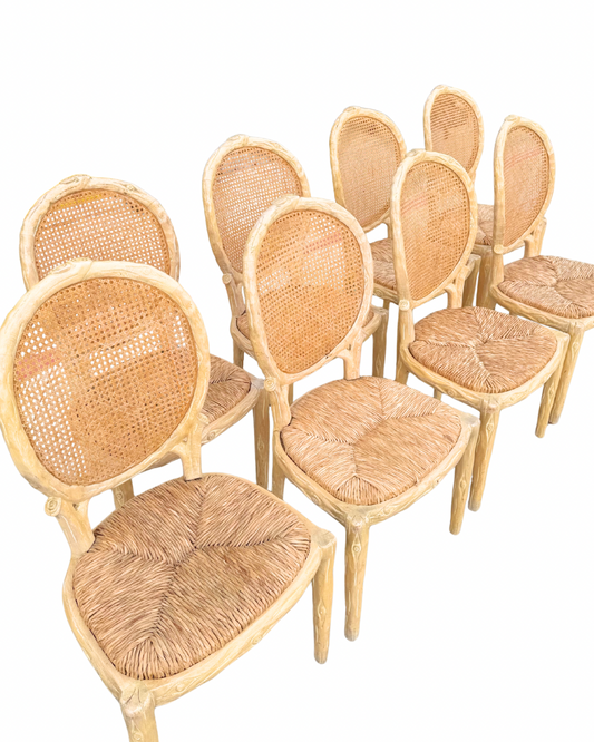 Set of 8 Faux Bois Dining Chairs