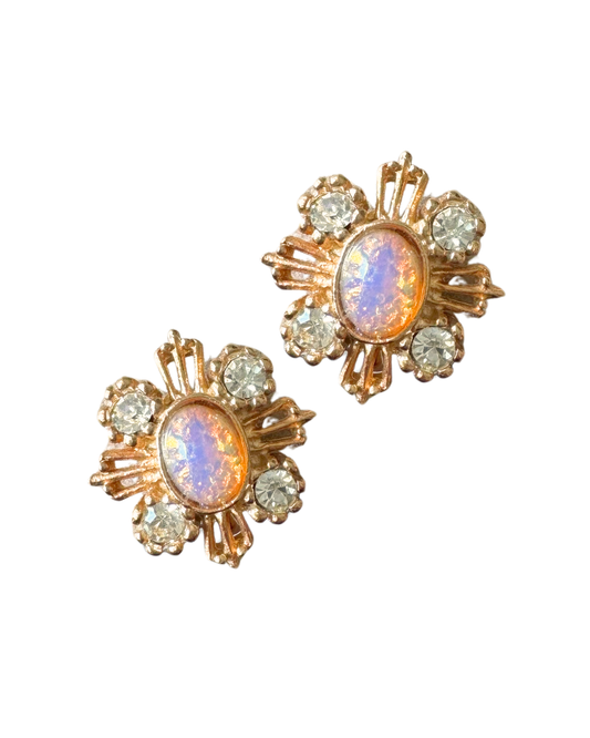 Pink Burst Screw Back Earrings