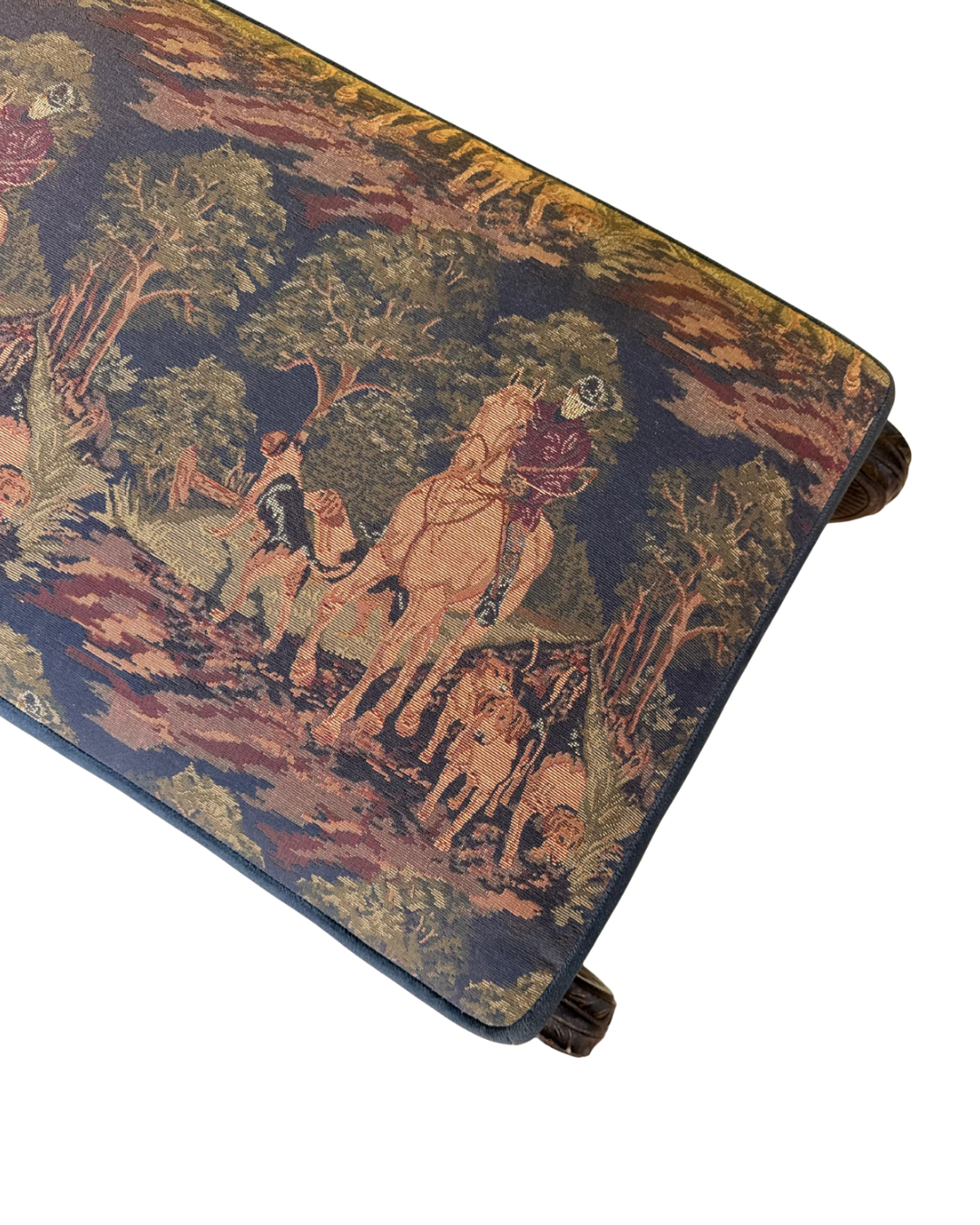 Hunt Scene Carved Wooden Bench