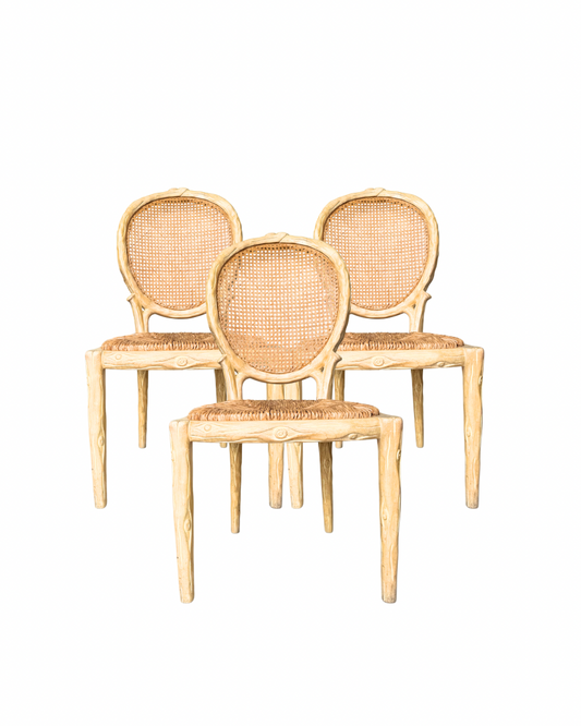 Set of 8 Faux Bois Dining Chairs