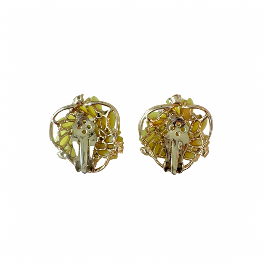 Beaded Chartreuse Clip Ons