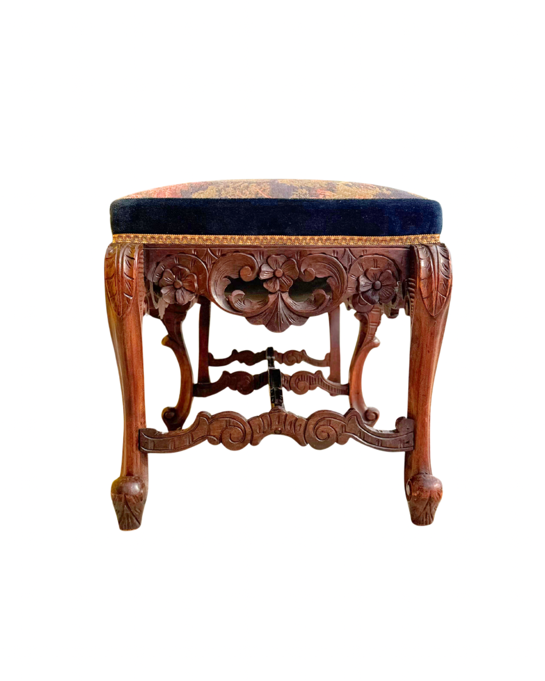 Hunt Scene Carved Wooden Bench