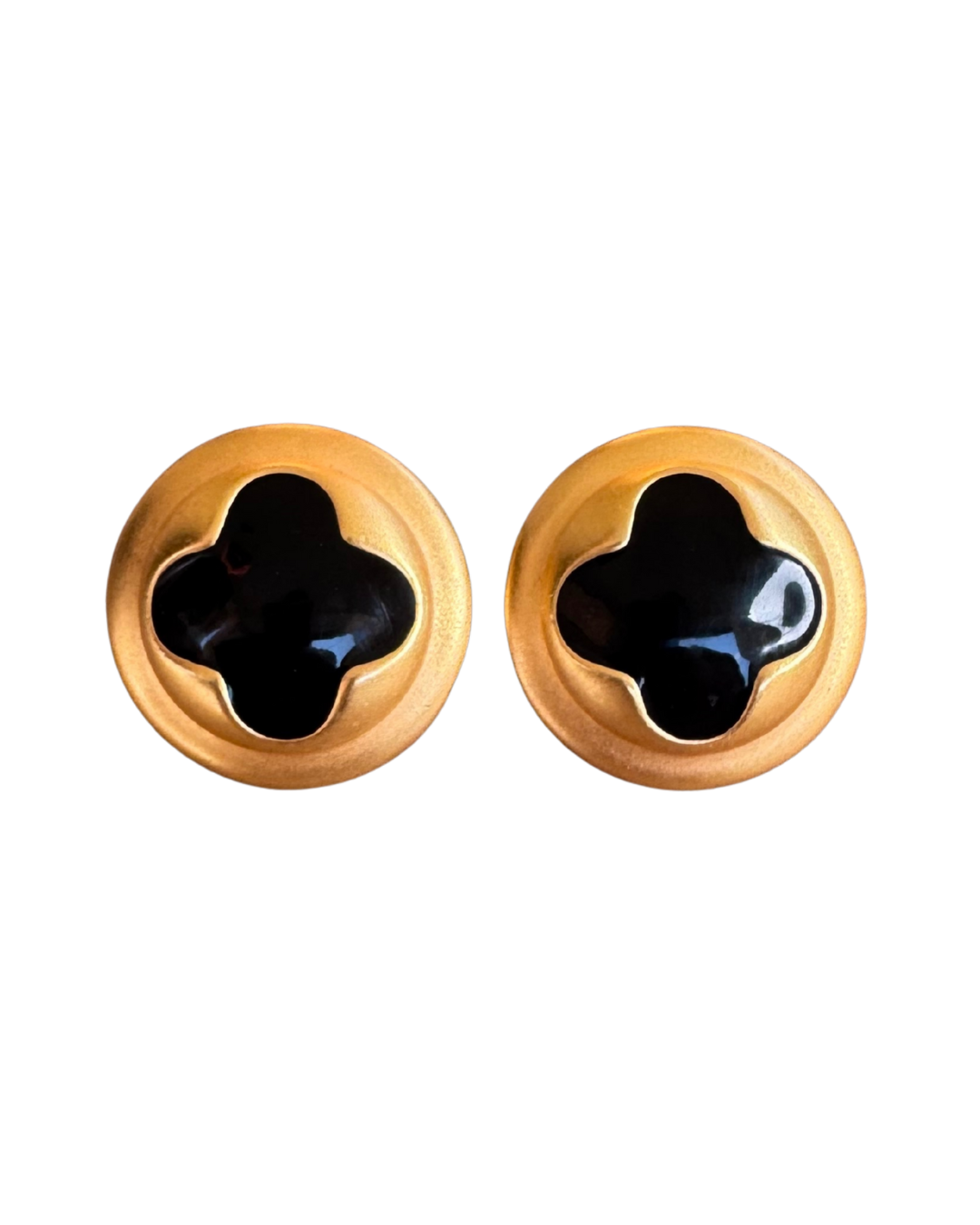 Black Enamel Clover Earrings