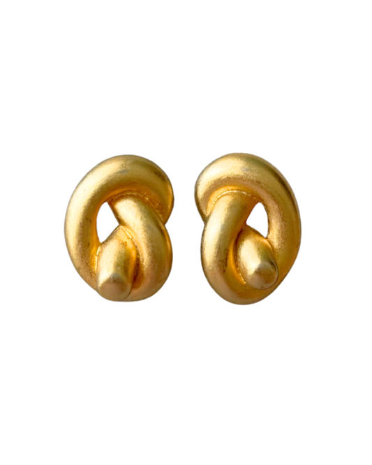 Brushed Gold Knot Earrings