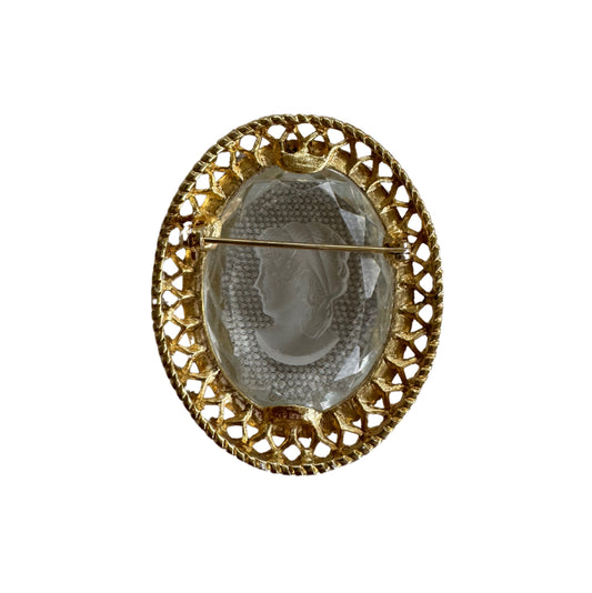 Clear Cameo Brooch