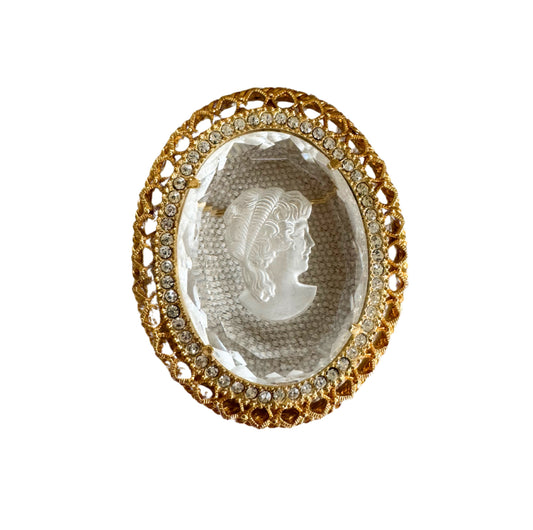 Clear Cameo Brooch