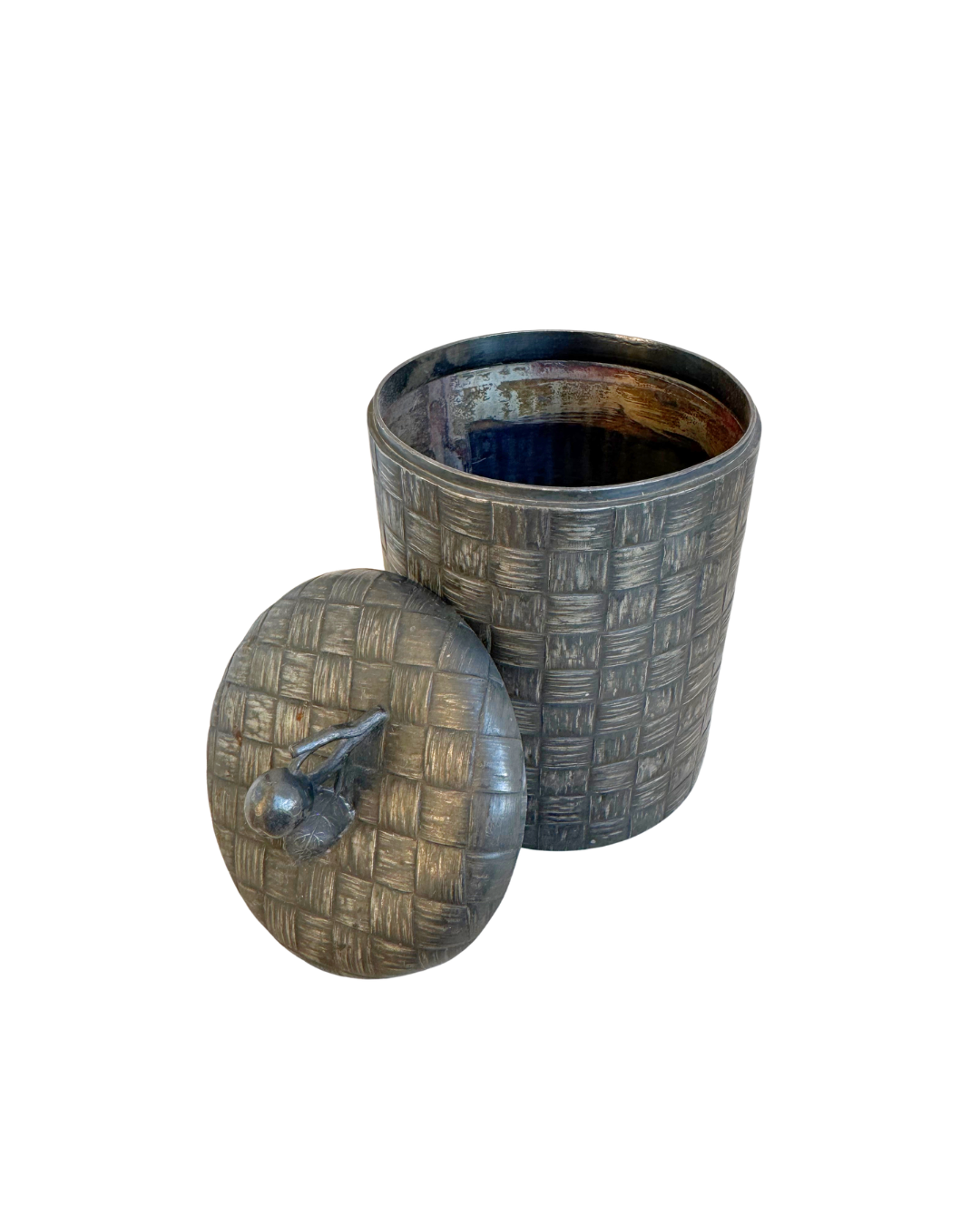 Silver-Plated Woven Tea Canister