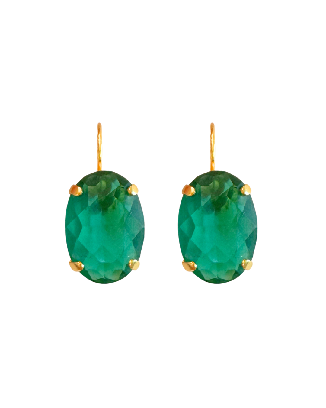Faux Green Gem Earrings