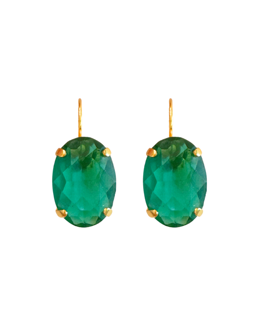 Faux Green Gem Earrings