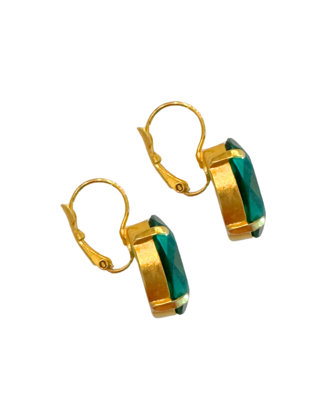 Faux Green Gem Earrings