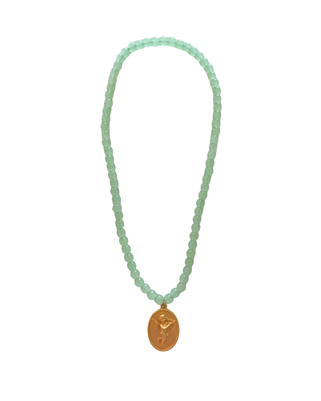 Jade Vintage Beads & Pendant Stretch Necklace