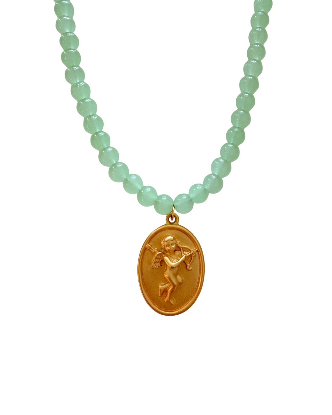 Jade Vintage Beads & Pendant Stretch Necklace