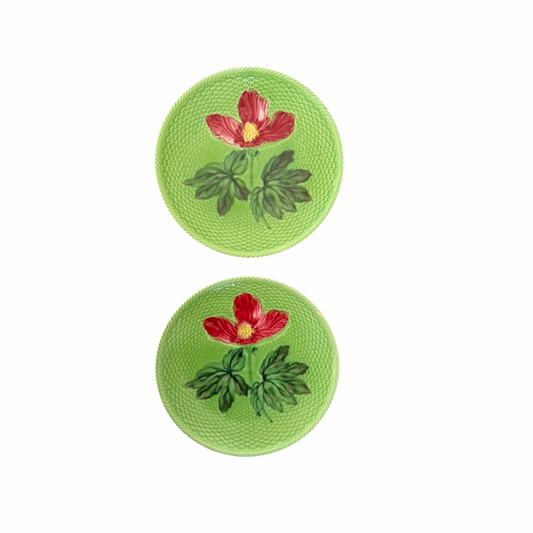 Floral Majolica Plate PAIR