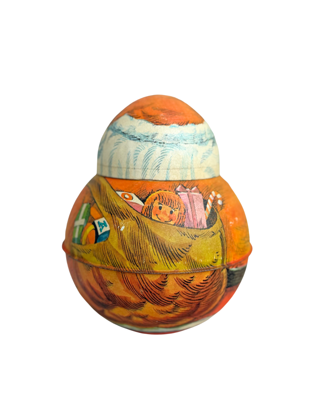 1980 Rolly Polly Santa Tin