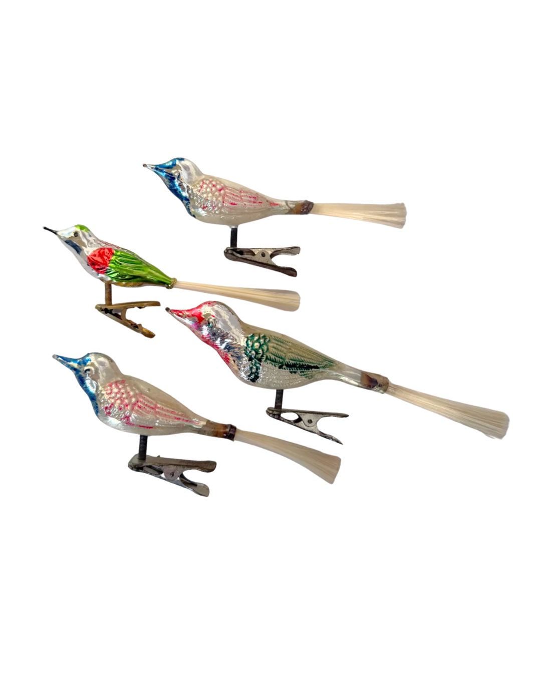 4pc Mercury Glass Bird Clips
