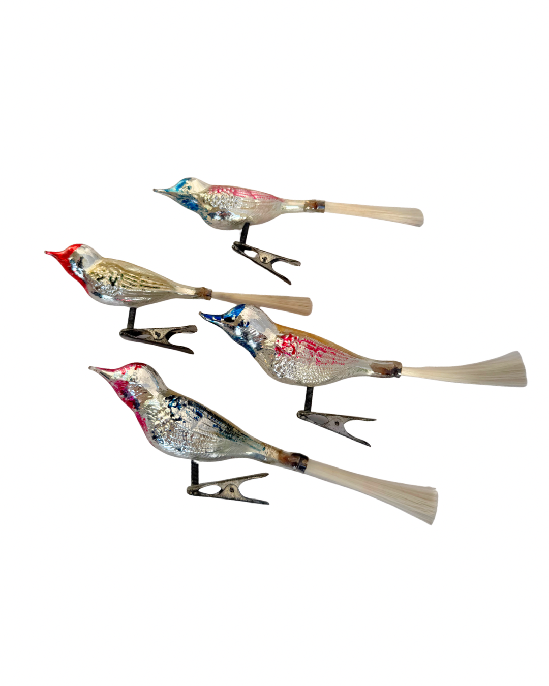 4pc Mercury Glass Clip Birds