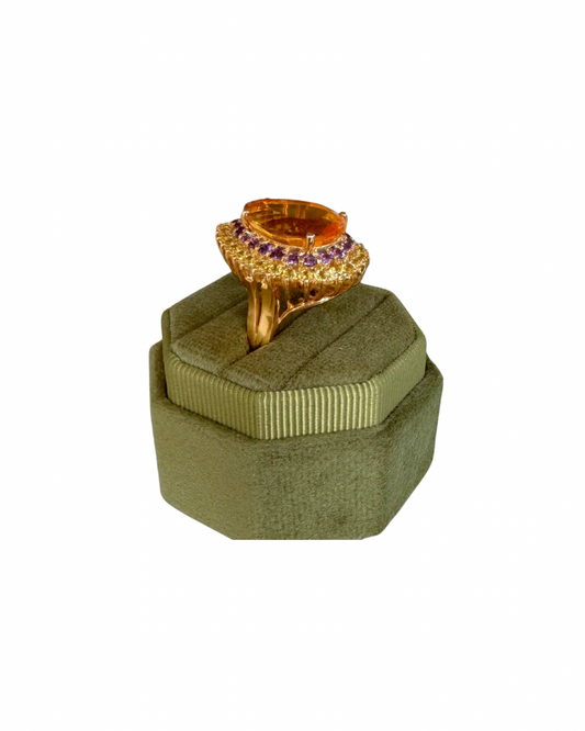 Yellow Teardrop Cocktail Ring