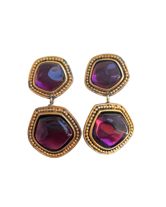 YSL Purple Cabochon Earrings
