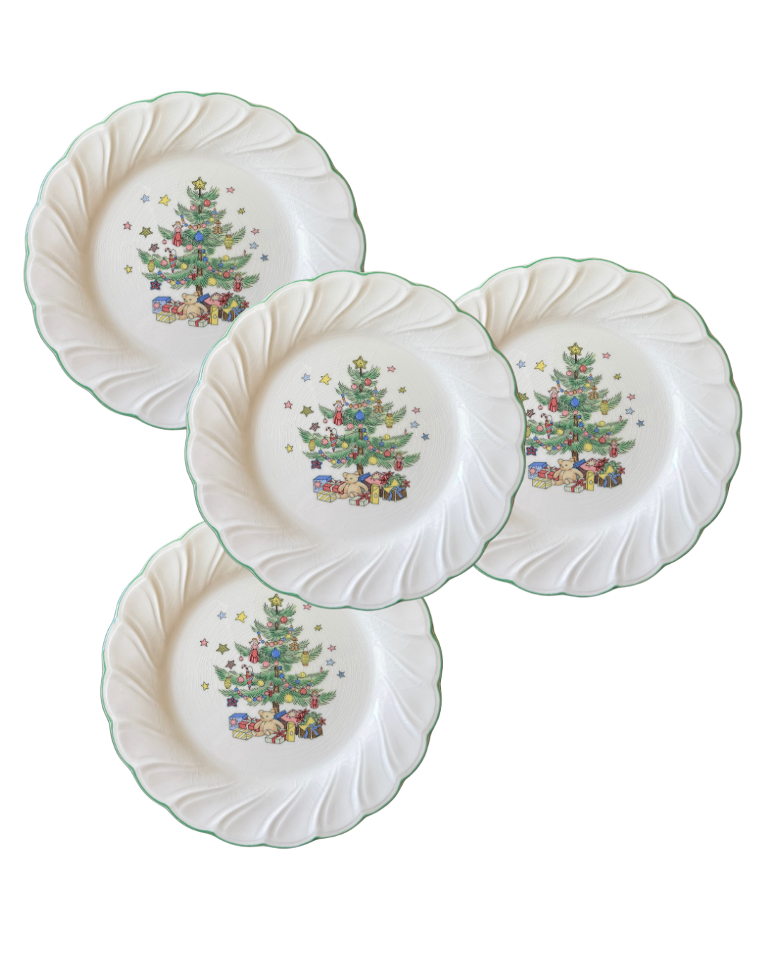 4pc Scalloped Christmas Plates (Dinner)