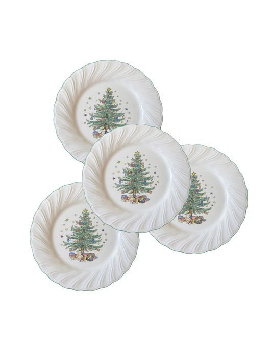 4pc Scalloped Christmas Plates (Salad)