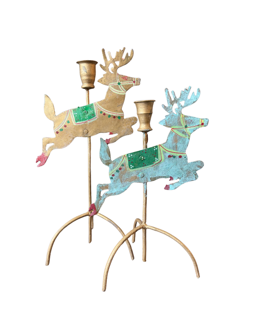 Reindeer Candlestick Pair