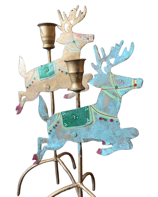 Reindeer Candlestick Pair