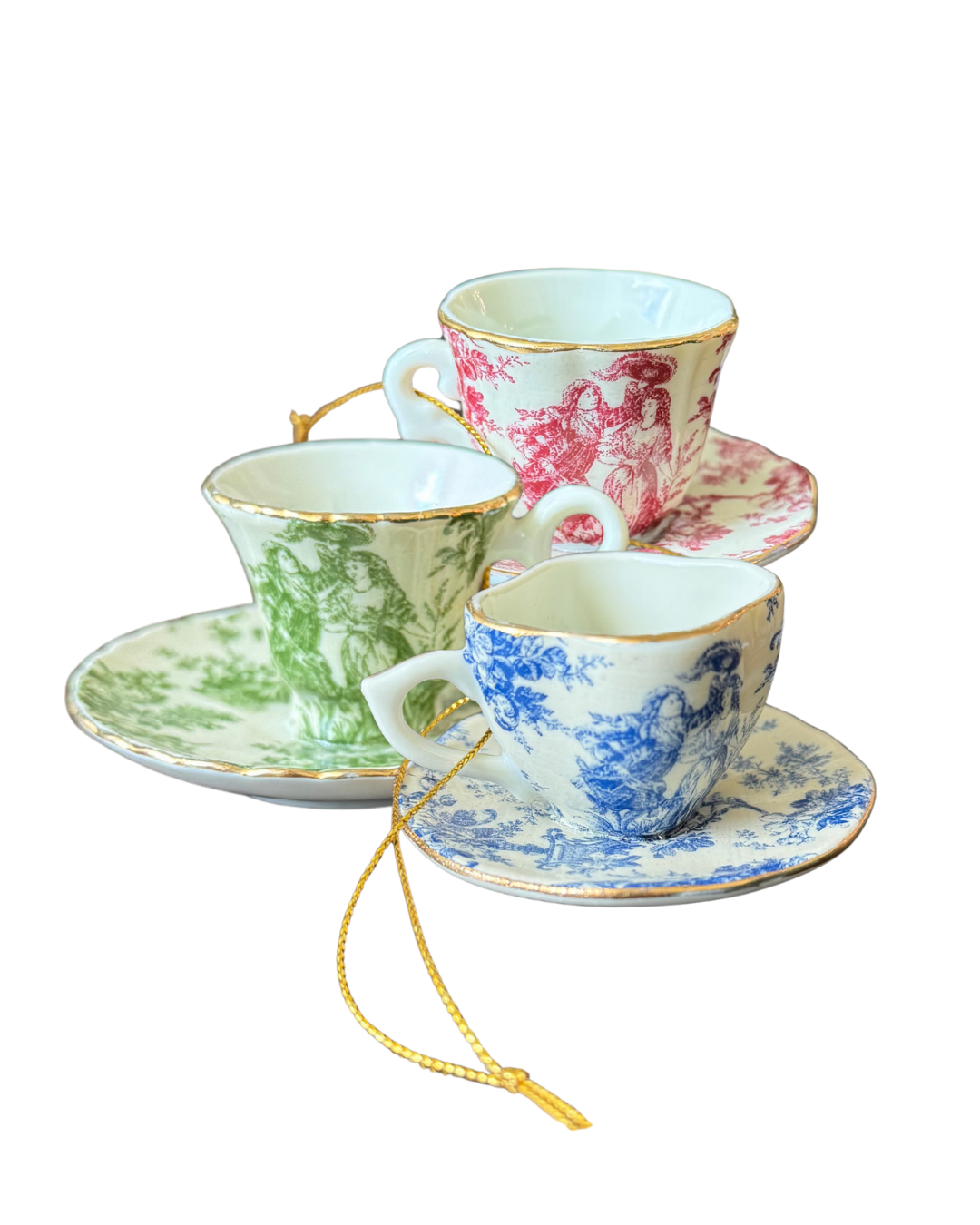Set of 3 Mini Tea Cup Ornaments