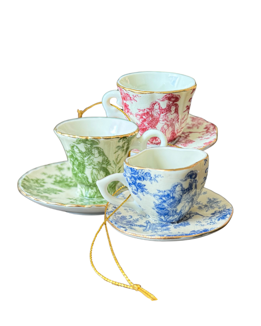 Set of 3 Mini Tea Cup Ornaments