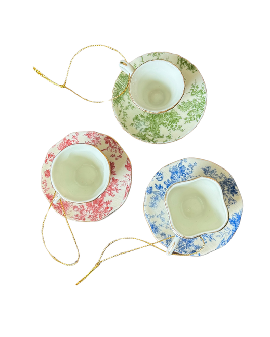 Set of 3 Mini Tea Cup Ornaments