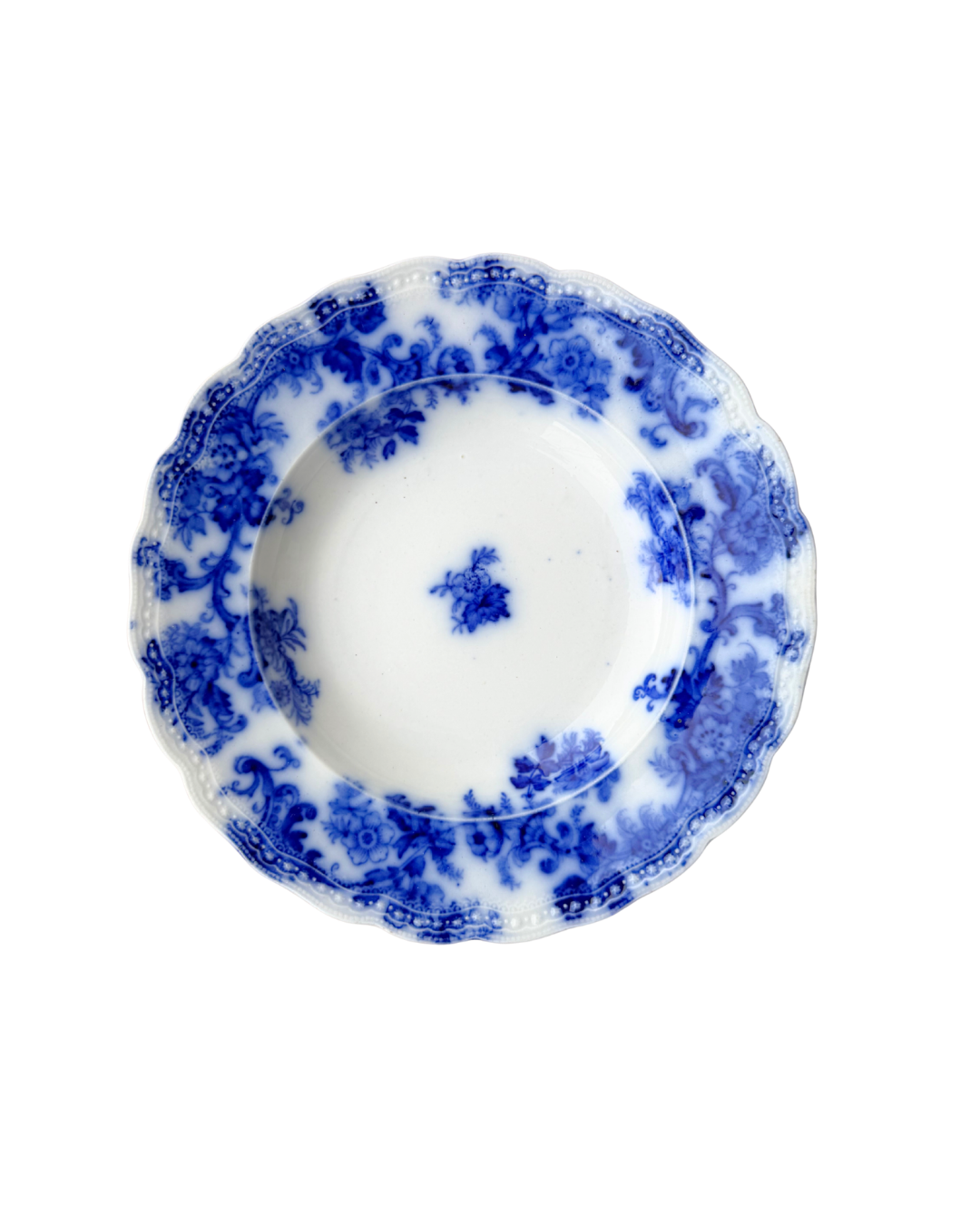 Antique Flow Blue Shallow Bowl